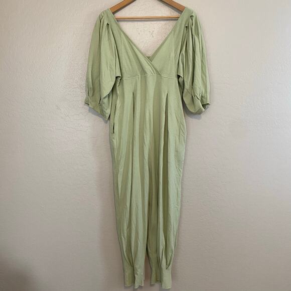 Free People Lotta Love Romper Jumpsuit Womens Sz Small Light Green Square Neck - Picture 4 of 5